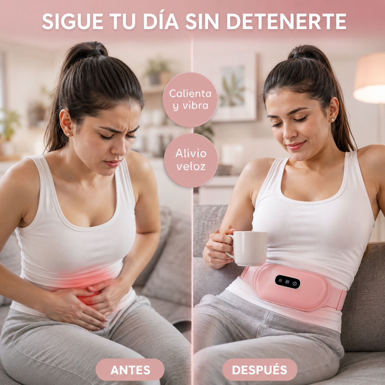 Cinturón Térmico con Masajes para Cólicos Menstruales